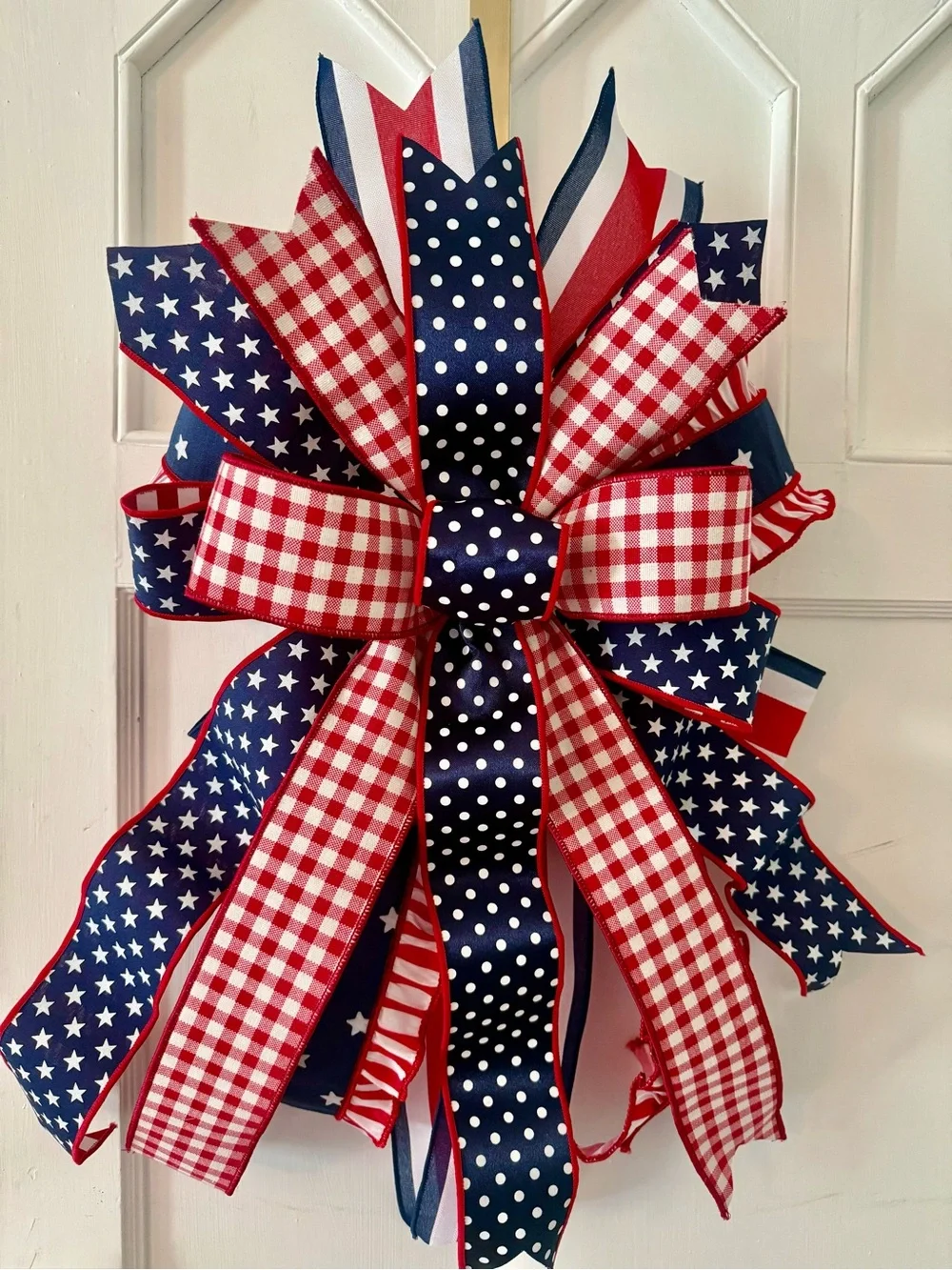 Patriotic Red White & Blue Ribbon Bow - Home Holiday Decor
